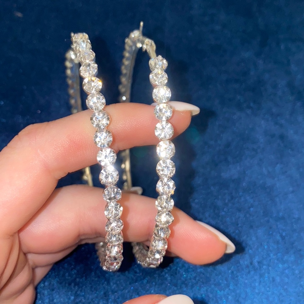 Faux Diamond Hoops Silver